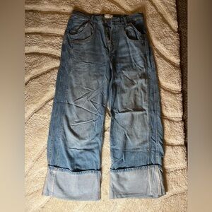 Free people cuffed wide leg jeans